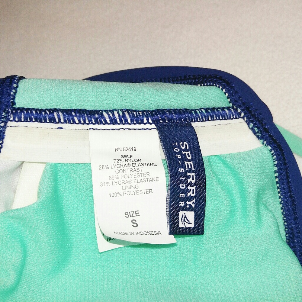 Sperry Color Block Sequins Halter Bikini Top Small - image 5